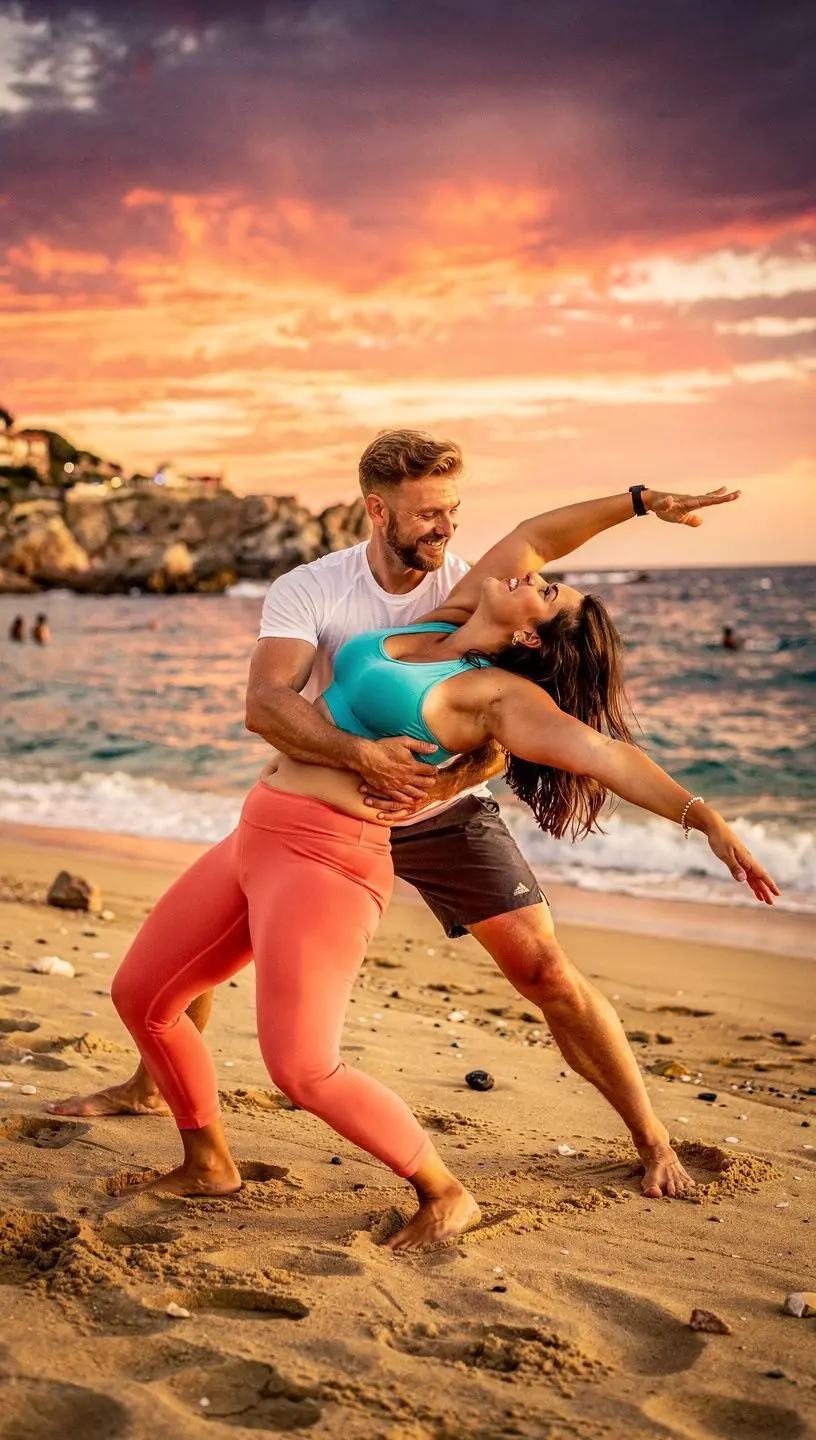 Clases de yoga en pareja con enfoque en la comunicación y el apoyo físico.
