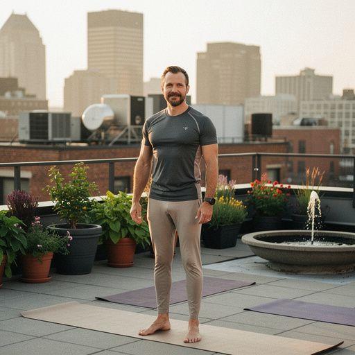 Ejercicio de confianza donde una persona sostiene a la otra mientras practican yoga.